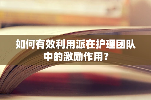 如何有效利用派在护理团队中的激励作用？
